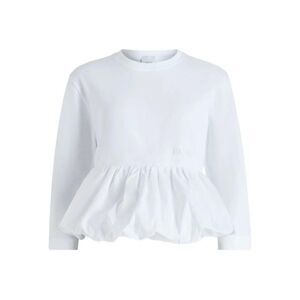 PATOU Cotton Sweatshirt with Peplum Hem Women WHITE T-Shirts & Tops